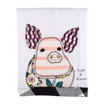 FAIRE - Glory Haus Decor Towel Hogs and Kisses Pillow and Tea Towel-USA Designed